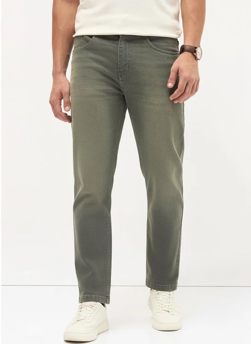أوربانو فاشن Urbano Fashion Men's Grey Regular Fit Heavy Washed Denim Jeans Stretchable